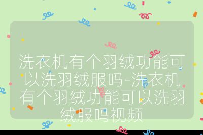 洗衣机有个羽绒功能可以洗羽绒服吗-洗衣机有个羽绒功能可以洗羽绒服吗视频