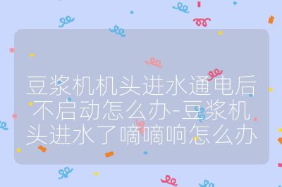 豆浆机机头进水通电后不启动怎么办-豆浆机头进水了嘀嘀响怎么办