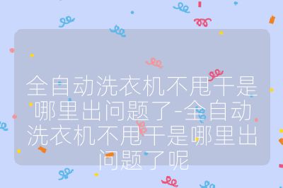 全自动洗衣机不甩干是哪里出问题了-全自动洗衣机不甩干是哪里出问题了呢