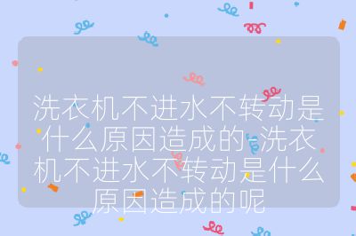 洗衣机不进水不转动是什么原因造成的-洗衣机不进水不转动是什么原因造成的呢