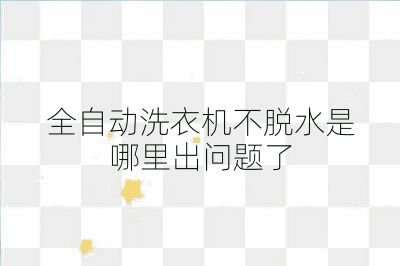 全自动洗衣机不脱水是哪里出问题了